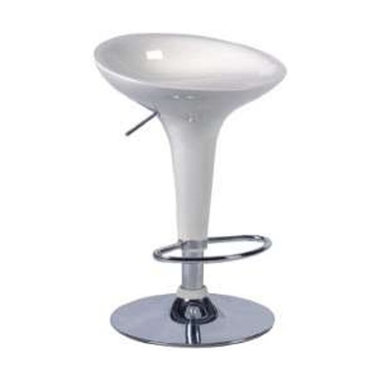 Banqueta ABS(Bombo) Base Cromada branca (BA05) para locação em eventos — Locseven SP