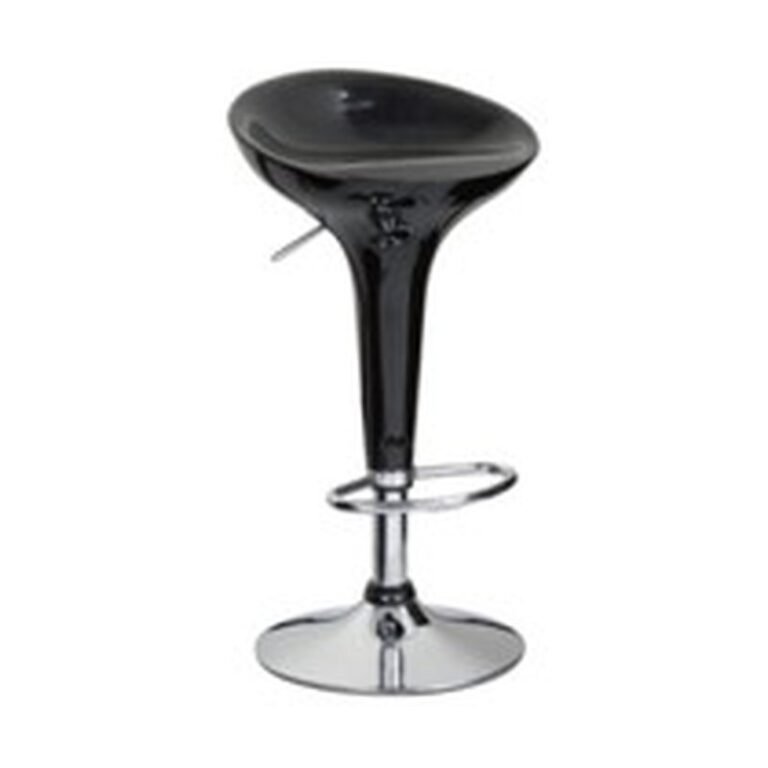 Banqueta ABS(Bombo) Base Cromada preta (BA06) para locação em eventos — Locseven SP