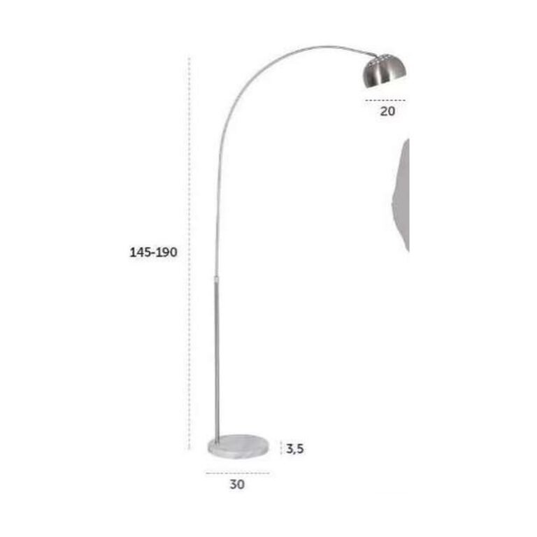 Luminária Arco base mármore branco estrutura aço inox (AB01) para locação em eventos — Locseven SP