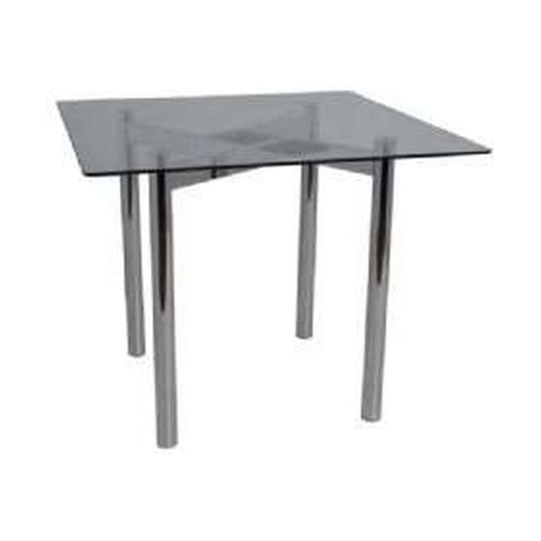 Mesa de Reunião Tóquio Base Cromada tampo vidro incolor (ME84) para locação em eventos — Locseven SP