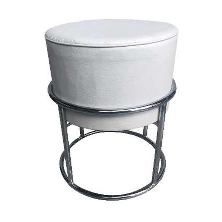 Puff Aro estofado branco (PU101) para locação em eventos — Locseven SP